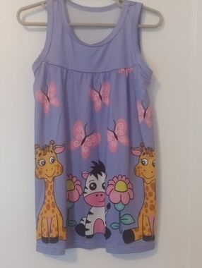 girl 2t purple sundress with animal print, colorful